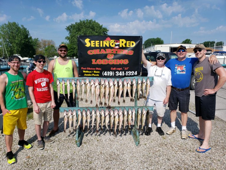 Six Happy Fishermen that took charter with Seeing Red Charters in June 2020